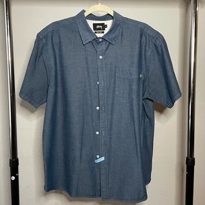 Stussy Blue Casual Button Down Shirt